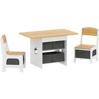 AIYAPLAY Kids Table and Chair Set, Toddler Table and 2 Chairs Set with 6 Removable Drawers, for Boys Girls Ages 3-8, Natural