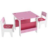 AIYAPLAY 3 Pieces Kids Table and Chair Set, Toddler Activity Table with Bookshelves, for Living Room, Nursery, Playroom, Pink