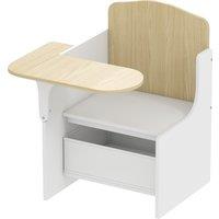 AIYAPLAY Kids Table and Chair Set, Children Desk and Chair with Storage Bins for Playing, Reading, Painting, for Ages 3-5, White