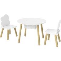 AIYAPLAY Kids Table and Chairs Set with Storage Bag Toddler Table and Chairs Set 3 Piece for Playroom White