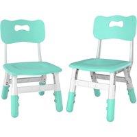 AIYAPLAY 2 PCS Kids Desk Chairs, 3 Level Height Adjustable Children's Chairs with Backrest for 1.5-8 Years, Max Load 50KG, Green