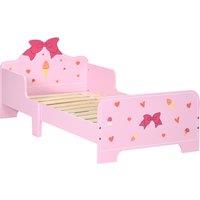 ZONEKIZ Princess-Themed Toddler Bed with Safety Side Rails and Slats, Cute Patterns, Kids Bedroom Furniture, Pink, 143 x 74 x 59 cm Aosom UK