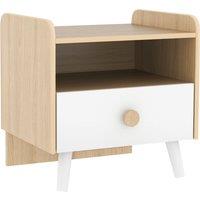 AIYAPLAY Kids Bedside Table with Drawer and Open Storage Shelf, Wooden Nightstand for Bedroom, Bedside Cabinet, White