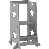 AIYAPLAY 2-in-1 Toddler Step Stool with Safety Rail for Kitchen, Bathroom, Grey