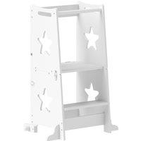 AIYAPLAY 2 in 1 Toddler Step Stool with Safety Rail for Kitchen, Bathroom, White