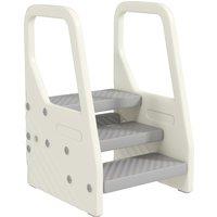 AIYAPLAY Adjustable 3 Step Toddler Tower with Handles, Non-slip Surface and Foot Pads, Grey