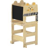 AIYAPLAY Toddler Step Stool, Standing Tower with Chalkboard, 3-in-1 Cat-Shaped Step Stool for Kitchen Counter, Natural