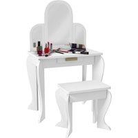 HOMCOM Kids Dressing Table Set, with Mirror and Drawer - White