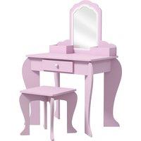 ZONEKIZ Child's Vanity Set with Cloud-Shaped Mirror, Stool, Drawer, and Storage Compartments, Pink Aosom UK