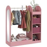 AIYAPLAY Kids Clothes Rail with Storage Shelf, Boxes, Mirror for Bedroom, Nursery, Pink Aosom UK