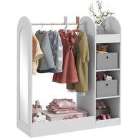 AIYAPLAY Kids Clothes Rail with Storage Shelf, Boxes, Mirror for Bedroom, Nursery, White Aosom UK