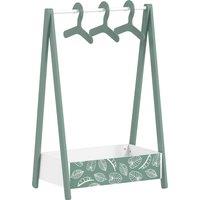 AIYAPLAY Baby Clothing Rack with Hangers, Storage Shelf for Bedroom, Leaf Theme, for Ages 3-6, Green