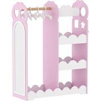 AIYAPLAY Kids Wardrobe, Children Dress Up Storage with Mirror, Clothes Rail, Shelves, Hangers for Girls Boys Bedroom Nursery Pink