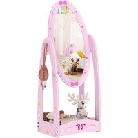 AIYAPLAY Kids Full Length Mirror, 360 Rotating Children Standing Mirror with Storage Shelf, Pink