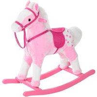 HOMCOM Childrens Plush Rocking Horse with Sound-Pink Aosom UK