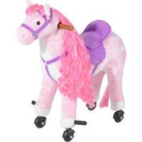HOMCOM Kids Plush Ride On Walking Horse W/Sound-Pink