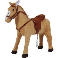 HOMCOM Plush Rocking Pony: Interactive Children's Toy with Sounds, Soft & Safe, Beige Aosom UK