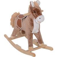 HOMCOM Kids Plush Rocking Horse-Brown/White