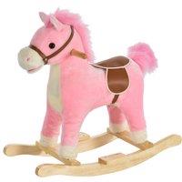 HOMCOM Kids Ride On Plush Rocking Horse w/ Sound Pink Aosom UK
