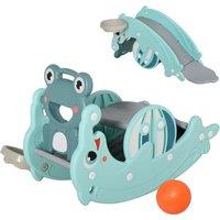 HOMCOM 3-in-1 Kids Slide with Basketball Hoop, Equipment Playground Toy, Toddler Slide Toddler Climber Slide Playset, Age 1.5-3, Green Aosom UK