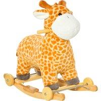 HOMCOM 2-IN-1 Kids Plush Ride-On Rocking Gliding Horse Giraffe-shaped Plush Toy Rocker with Realistic Sounds for Child 36-72 Months Yellow Aosom UK