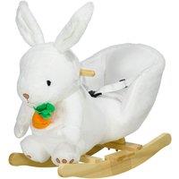 HOMCOM Kids Rocking Horse, Plush Rocking Chair Rabbit Shape w/ Safety Harness, Realistic Sound, Foot Pedals, for Toddler Aged 18-36 Months Aosom UK