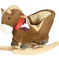 HOMCOM Kids Rocking Horse, Plush Baby Rocking Chair with Safety Harness, Realistic Sound, Foot Pedals, for Toddler Aged 18-36 Months, Brown
