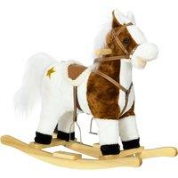 HOMCOM Rocking Horse with Music Sound, Ride On Horse with Saddle Gift for 3-6 Years Old Girl and Boy, Brown