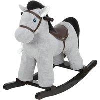 AIYAPLAY Baby Rocking Horse, Plush Ride on Toy with Handle Grip, Sound and Doll, Toddler Animal Rocker for Kids Aged 25, Grey