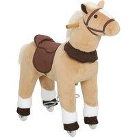 AIYAPLAY Rocking Horse, Plush Ride On Horse with Rolling Wheels & Saddle, Ride On Pony Toy for Kids 3-5 Years, Up to 25kg, Brown