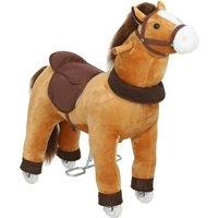 AIYAPLAY Ride On Horse, Plush Walking Horse Toy with Wheels and Saddle for Ages 3-5 Years Old, Dark Brown