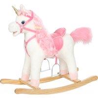 AIYAPLAY Rocking Horse, Unicorn Kids Ride on Horse with Rocking Limit, Hoofbeats, Neighing, Moving Mouth & Tail, for 1-3 Y, White