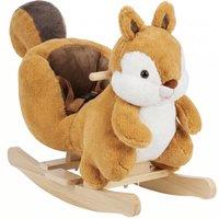 AIYAPLAY Rocking Horse, Stable Plush Ride on Horse Squirrel Design with Animal Sounds, Security Belt for Toddlers 1-3 Y, Brown
