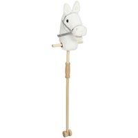 AIYAPLAY Hobby Horse with Wood Wheels, Stick Horse with Grip Handle, Hoofbeats Neighing, Gift for Imaginative Play, 95 cm, White