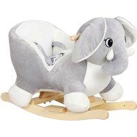AIYAPLAY Elephant Rocking Horse, Plush Ride on Horse with Animal Sounds, Security Belt, Rocking Stopper for 18-36 Months, Grey
