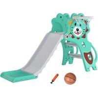 AIYAPLAY Baby Slide with Basketball Hoop, Climber, Easy to Assemble Kids Slide for Indoor Use, for Ages 18-36 Months - Blue