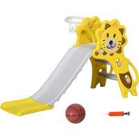 AIYAPLAY Baby Slide with Basketball Hoop, Easy to Assemble Kids Slide for Indoor Use, for Ages 18-36 Months - Yellow Aosom UK