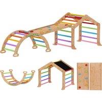 AIYAPLAY 9 in 1 Toddler Climbing Frame with Ramp, Slide, Arch, Ladder, Blackboard for 18-48 Months