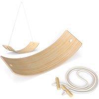 AIYAPLAY Kids Wooden Balance Board with Rope, Wooden Wobble Board with Felt for Sensory Play, for Toddler 3-6 Years Old