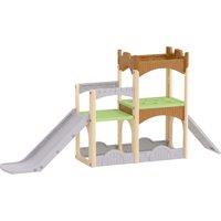 AIYAPLAY 5 in 1 Kids Indoor Playset Toddler Slide with Climbing Wall Storage Space Dual Platforms Indoor Playground for 3-6 Years