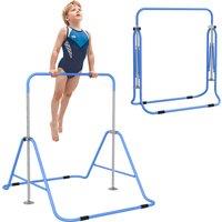 HOMCOM Kids Gymnastic Bar, with Adjustable Height, Foldable Horizontal Bars - Blue