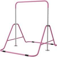 HOMCOM Kids Gymnastics Bar w/ Adjustable Height, Foldable Horizontal Bars, Pink Aosom UK