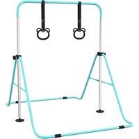 HOMCOM Adjustable Height, Foldable Kids Gymnastics Bar w/ Non-Slip Mats, for 3+ Years, Green Aosom UK