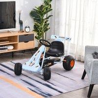 HOMCOM Kids Adjustable Seat PP Pedal Go-Kart Blue/Orange Aosom UK