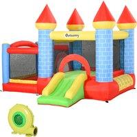 Outsunny Kids Bounce Castle House Inflatable Trampoline Slide Water Pool Basket 4 in 1 with Inflator