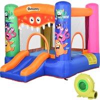Outsunny Kids Bounce Castle House Inflatable Trampoline Slide Basket with Blower for Kids Age 3-8 Mo