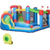 Outsunny 5 in 1 Kids Bounce Castle Large Castle Style Inflatable House Slide Trampoline Pool Water G