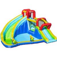 Outsunny Kids Inflatable Bounce Castle, 5 in 1 with Trampoline, Slide, Water Pool, Climbing Wall, for Ages 3-8, 3.85x3.65x2m