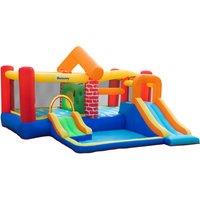 Outsunny 4 in 1 Kids Bounce Castle Extra Large Double Slides & Trampoline Design Inflatable Hous