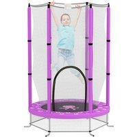 AIYAPLAY 4.6FT Toddler Trampoline w/ Safety Enclosure Net, for Indoor Outdoor Use, Ages 3-6 Years, Octopus Pattern - Purple